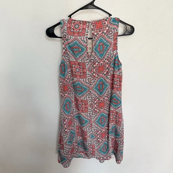 Speechless Teal and Coral Patterned Crochet Mini Dress - Picture 7 of 9